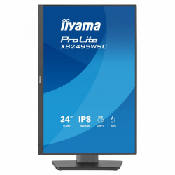 Монитор IIYAMA XB2495WSC-B1, 24.1 inch, IPS panel, 16:10, AG, WUXGA 1920x1200, 350cd/m2, 1500:1, 100Hz, 4ms, Flicker free, Eye Comfort, HDMI, USB-C, PD 65W, USB, Audio out, Speakers, HAS, Swivel, Tilt, Pivot, VESA 100, Energy class C, Black