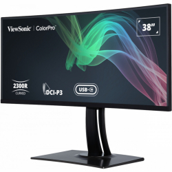 Монитор ViewSonic VP3881a 37.5 inch, IPS, WQHD+, 3840x1600, 21:9, 5ms, 300 cd/m2, Curved, 2300R, 94% DCI-P3, 100% sRGB, REC709, 2xHDMI2.0, DisplayPort, USB-C, 2xUSB 3.2, LAN, Speakers, Height Adjust, Swivel, Tilt, Hardware Calibration, Black                          