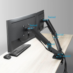 ACT Стойка за 2 бр. монитора за бюро AC8314, Регулируема, 17" - 34", 9 кг, газова пружина