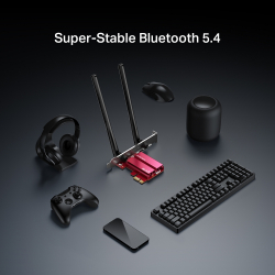 Безжичен Wi-Fi 7 Bluetooth 5.4 PCIe Адаптер Mercusys MA37BE BE6500