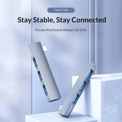 Orico хъб USB3.0/2.0 HUB 3 port TYPE C, Aluminum - AH-W13-GY                          