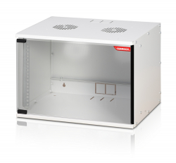 Formrack 19" Wall Mounted rack 7U SOHO 512/400mm, height: 358mm, loading capacity: 50kg., tempered glass door, 19" front rails                          