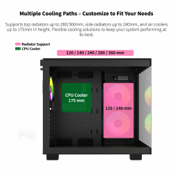 Montech кутия KING 65 Pro, Dual Chamber Mid-tower Case, 3 ARGB Fans, Black