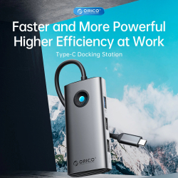Orico докинг станция Docking Station Type-C - PW11-6PR-GY-EP - HDMI x 1, USB-C x 1, USB3.0 x 3, USB-C PD100W x 1, LAN x 1 (1Gbps)
