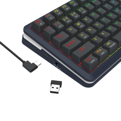 Bluetooth и безжична механична геймърска клавиатура Redragon Flekact Pro K708-RGB-PRO, RGB осветление - черна