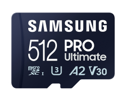Samsung 512GB micro SD Card PRO Ultimate with USB Reader , UHS-I, Read 200MB/s - Write 130MB/s, U3, V30, A2