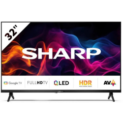 Телевизор Sharp 32GF3265E, 32" Full HD QLED Google TV, 1920x1080 Frameless, 1 000 000:1, Active Motion 400, DVB-T/T2/C/S/S2, HDR10, Speaker 2x8W, Dolby Digital, Google Cast, HDMI (ARC/CEC), CI+, 3.5mm Headphone jack / line-out, RJ 45, 2xUSB, Wi-Fi, Bluetooth, Mini