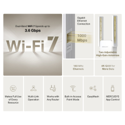 Удължител на обхват Wi-Fi 7 Mercusys ME25BE BE3600