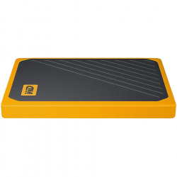 WD 500GB My Passport Go - Portable SSD, up to 400MB/s, 2-meter drop protection - Black w/ Amber trim