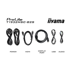 Монитор IIYAMA T1932MSC-B2S, 19 inch, Edge to edge glass, IPS panel, 5:4, PCAP touch, 250cd/m2, 1000:1, 14ms, VGA, HDMI, DP, Mini jack, Speakers, IP54 front, OSD key lock, Tilt, Face up, VESA, Black