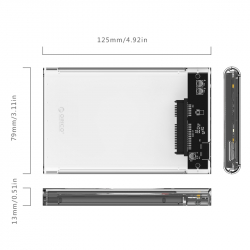 Orico прозрачна външна кутия за диск Storage - Case - 2.5 inch USB 3.0 transparent - 2139U3-CR