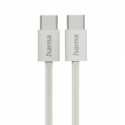 HAMA Кабел за зареждане "Fabric", USB-C - USB-C, 1 m, Nylon, сив