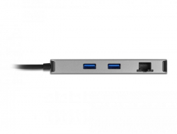 Докинг станция Delock USB-C - Dual HDMI, USB 3.2, SD, LAN, PD3.0, Сива