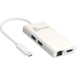 Мултипортов USB-C адаптер j5Create JCA374, HDMI, Ethernet, USB 3.0 хъб, PD 2.0                          