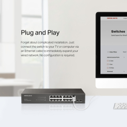 16-портов Gigabit Desktop/Rackmount комутатор Mercusys MS116GS
