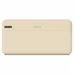 HAMA Външна батерия "Pocket 20", 20000 mAh, Изходи: 2x USB-A, бежов