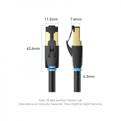 Vention Кабел LAN SFTP Cat.8 Patch Cable - 3.0M Black 40Gbps - IKABI