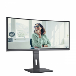 Монитор AOC CU34P3CV, 34" VA Panel WLED, Curved 1500R, 3440x1440, 21:9, 100Hz, 300 cd/m2, 3000:1, 50M:1, AntiGlare, 3H, 3-sided frameless, HDMI, DisplayPort, USB-C, 4x USB, LAN, Speakers, Flicker-free, Low blue light, PIP, PBP, Tilt, Swivel, HAS, Pivot, VESA 100, Black