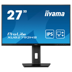 Монитор IIYAMA XUB2793HS-B7, 27", IPS panel, 3-side borderless, AG, 16:9, FHD 1920x1080, 100 Hz, 1ms, 300cdm, 1300:1, Adaptive Sync, Flicker free, Blue light reducer, HDMI, DisplayPort, Audio out, Speakers, HAS, Swivel, Tilt, Pivot, VESA 100, Black