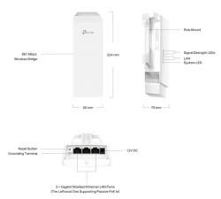Външна точка за достъп TP-LINK Omada EAP211-Bridge KIT 5GHz 867Mbps Indoor/Outdoor