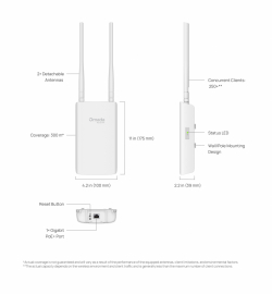 Точка за достъп TP-Link Omada EAP603-Outdoor за вътрешна/външна употреба WiFi 6 AX1800
