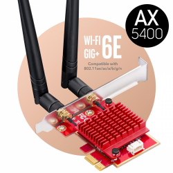 Мрежова карта Cudy WE3000S, PCIe, 3-бандов, 2.4/5~/6 GHz, 574 - 2400 Mbps                          