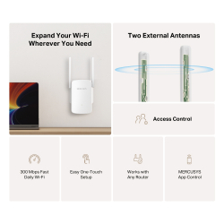 Wi-Fi удължител на обхват Mercusys ME12 300 Mbps