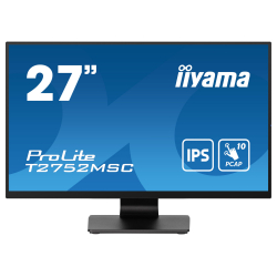 Монитор IIYAMA T2752MSC-B1, 27", IPS panel, Anti-Fingerprint, 7H, 16:9, 10-points PCAP touch, FHD 1920x1080, 400cd/m2, 1000:1, 5ms, 60Hz, OSD key lock, Flicker free, Blue light reducer, HDMI, DP, 2x USB, Mini jack, Speakers, Tilt, VESA 100, Black