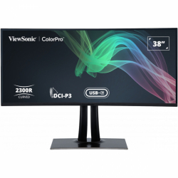 Монитор ViewSonic VP3881a 37.5 inch, IPS, WQHD+, 3840x1600, 21:9, 5ms, 300 cd/m2, Curved, 2300R, 94% DCI-P3, 100% sRGB, REC709, 2xHDMI2.0, DisplayPort, USB-C, 2xUSB 3.2, LAN, Speakers, Height Adjust, Swivel, Tilt, Hardware Calibration, Black