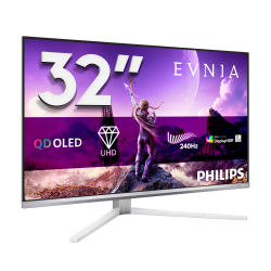 Монитор Philips 32M2N8900P/00, 31.5 inch Gaming monitor, QD OLED panel, AR, UHD 3840x2160, 515cd/m2, 1.5M:1, 0.03ms, 240Hz, HDR True Black 500, Ambiglow, G-SYNC compatible, 2x HDMI, DP, USB-C, 2x USB, Audio out, Speakers, KVM, Black/Silver