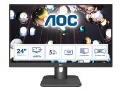 Монитор AOC 24E1Q, 23.8" WLED IPS, 1920x1080@@60Hz, 5ms GtG, 250cd/m2, 1000:1, DCR 20m:1, FlickerFree, Low Blue Light, 2Wx2, Tilt, D-SUB, HDMI, DP