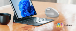 Genius вертикална безжична мишка Vertical Mouse wireless Ergo 8350S - Silent, AI, Bluetooth, 2.4G, Dark Grey
