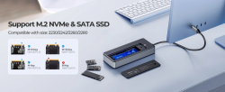 Orico докинг станция Portable Docking station M.2 SATA/NVMe - HDMI, USB3.2-A x 2, USB-C (10Gbps) x 1,USB-C (PD100W), SD/TF - OM28P-G2-BK