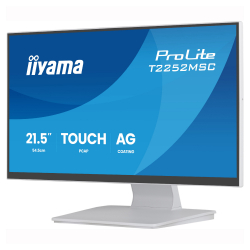 Монитор IIYAMA T2252MSC-W2AG, 21.5 inch, IPS panel, AG, 16:9, FHD 1920x1080, 250cd/m2, 1000:1, 5ms, 7H, 10-pts PCAP touch, Palm rejection, OSD key lock, Anti- fingerprint, HDMI, DP, 2x USB, Audio out, Speakers, Tilt, VESA, White