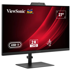 Монитор ViewSonic VG2741V-2K, 27" IPS panel, 16:9, AG, QHD 2560x1440, 250cd/m2, 1500:1, 120Hz, 4ms, Flicker-Free, sRGB, 5MP Webcam, Microphone, HDMI, DP, USB-C, 2x USB, Audio out, Speakers, HAS, Swivel, Tilt, Pivot, VESA 100, Black