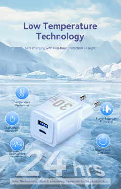 Vention зарядно за стена Charger Wall GaN - QC3.0 + Power Distribution Type-C 30W - FEQW0-EU