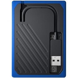 WD 500GB My Passport Go - Portable SSD, up to 400MB/s, 2-meter drop protection - Black w/ Cobalt trim