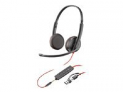 HP Poly Blackwire 3225 Stereo USB-C Headset +3.5mm Plug +USB-C/A Adapter Bulk