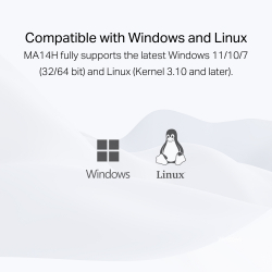 Безжичен USB адаптер с високо усилване Wi-Fi 6 Mercusys MA14H AX300