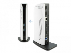 Докинг станция Delock, За MacBook, HDMI Full-HD, USB 3.2, LAN, Audio, Черен/Бял