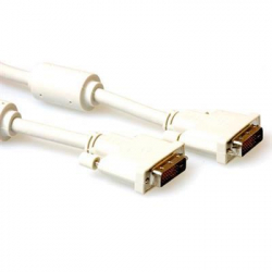 Кабел ACT AK3632, DVI-D мъжко - DVI-D мъжко, 5 м, Бял, Булк                          