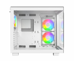 Montech кутия KING 65 Pro, Dual Chamber Mid-tower Case, 3 ARGB Fans, White