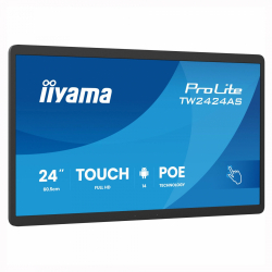 Тъч Компютър IIYAMA TW2424AS-B3P, 23.8 inch, IPS panel, FHD 1920x1080, 450cd/m2, 1000:1, 14ms, PCAP touch, USB-C, 2x USB, LAN, PoE, Mic, Speakers, Android 14 with GMS, 4GB, 32GB, WiFi, BT, 24/7, VESA, Black