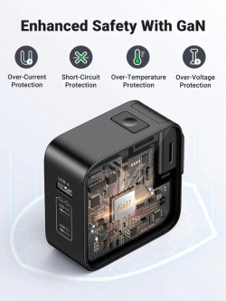 Зарядно устройство Ugreen CD296 90409, 220V 2xUSB C,1xUSB,65W, с адаптери за US,UK,EU
