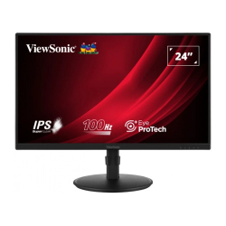 Монитор ViewSonic VG2408A, 23.8", IPS panel, 16:9, AG, FHD 1920x1080, 250cd/m2, 1300:1, 100Hz, 5ms, Eye ProTech+, Flicker- Free, VGA, HDMI, DP, Audio out, Speakers, HAS, Swivel, Tilt, Pivot, VESA 100, Black