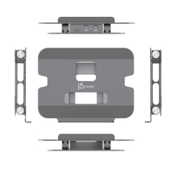 Поставка за лаптоп с докинг станция j5create JTS327, до 16", USB-C, 4K                          