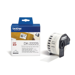 Brother DK-22225 White Continuous Length Paper Tape 38mm x 30.48m, Black on White                          