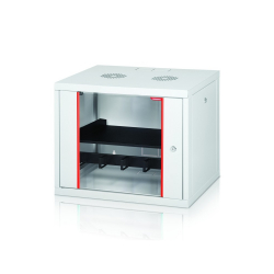 Formrack 19" Wall Mounted rack 7U 555/450mm, removable locking sides, height: 371mm, loading capacity: 100kg., tempered glass door, 19" front rails (back rails optionable)                          