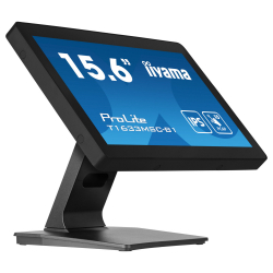 Монитор IIYAMA T1633MSC-B1, 15.6", IPS panel, Edge to edge glass, FHD 1920x1080, 16:9, 450cd/m2, 1000:1, 5ms, 10-pts PCAP touch, HDMI, DisplayPort, 2x USB, Speakers, IP54 front, Tilt, VESA 100, Black