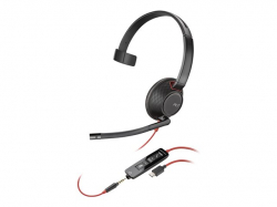 HP Poly Blackwire 5210 Monaural USB-C Headset +3.5mm Plug +USB-C/A Adapter